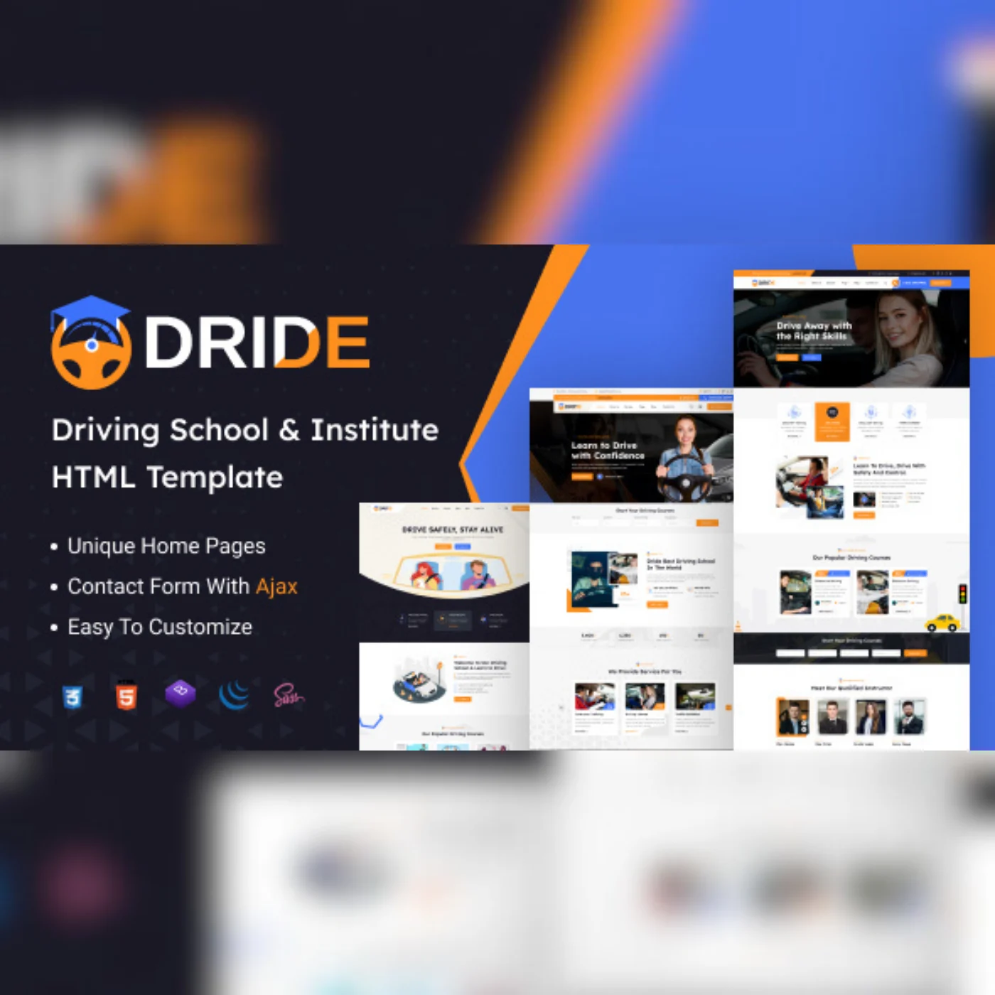 Dride – Driving School & Courses HTML Template 1 Dride – Driving School & Courses HTML Template