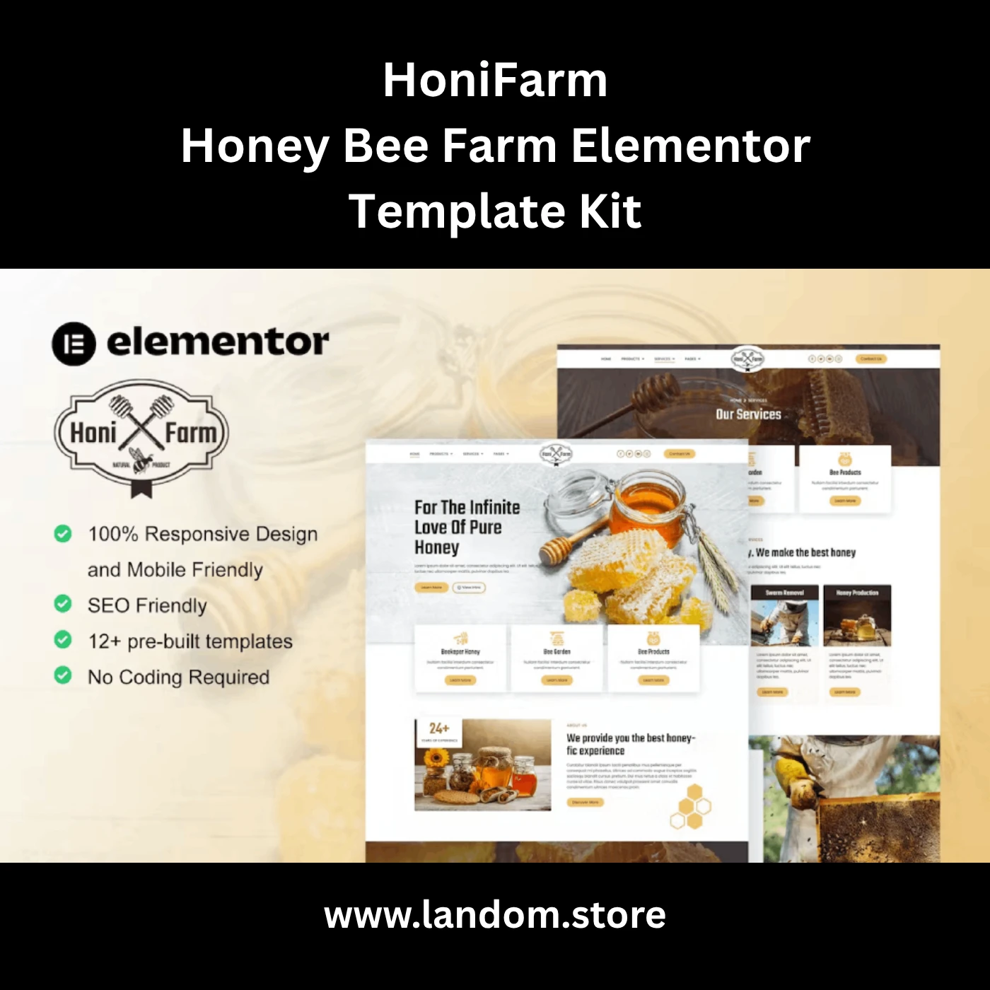 HoniFarm – Honey Bee Farm Elementor Template Kit 1 HoniFarm – Honey Bee Farm Elementor Template Kit